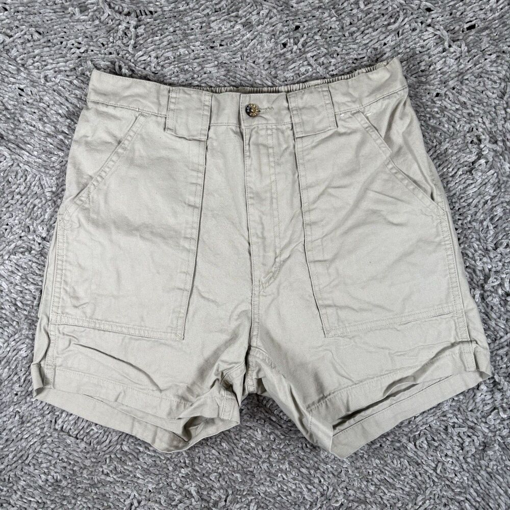 Hook & Tackle Beer Can Shorts Mens 34 Beige Cargo Summer Canvas Utility Beach
